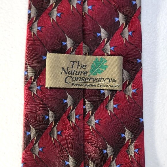 The Nature Conservancy Angelfish Mens Silk Dress Tie Red Fishing Beach 59X4 - Picture 7 of 8